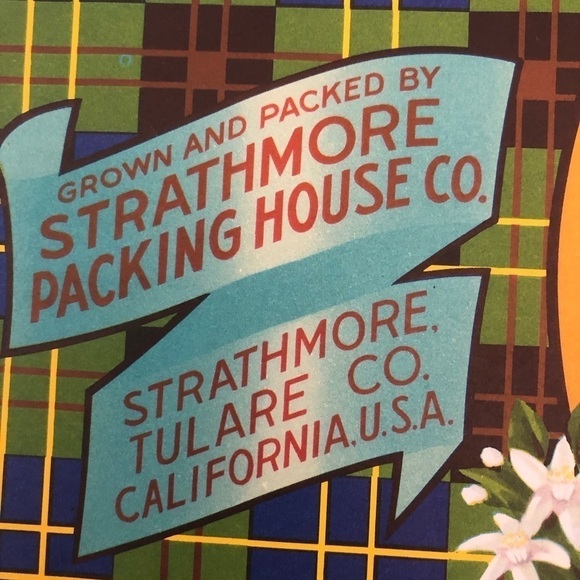 VTG Orange Crate Art Label 10x11” Strathmore Packing~Tulare, CA - Picture 2 of 6
